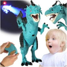 WOWO RC Dragon Dinosaur - Távirányító, séta, fordulatszám, gőz lélegzése, 41 cm