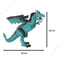 WOWO RC Dragon Dinosaur - Távirányító, séta, fordulatszám, gőz lélegzése, 41 cm