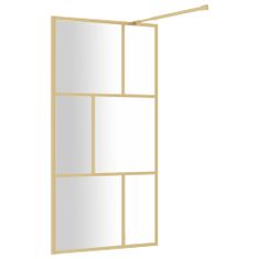 Vidaxl aranyszínű zuhanyfal átlátszó ESG üveggel 100 x 195 cm 154957