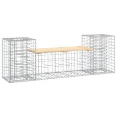 Greatstore tömör fenyőfa gabion kerti pad 183x41x60,5 cm