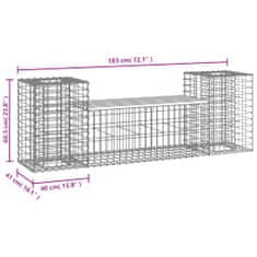 Greatstore tömör fenyőfa gabion kerti pad 183x41x60,5 cm