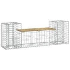 Greatstore tömör impregnált fenyőfa gabion kerti pad 183x41x60,5 cm