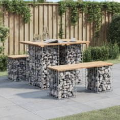 Greatstore tömör fenyőfa gabion kerti pad 100x70x72 cm