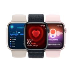 Apple Watch Series 9, Cellular, 45mm, ezüst, viharkék sport szíj - M/L (MRMH3QC/A)