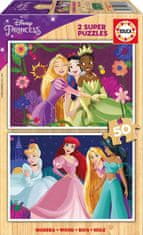 EDUCA Disney hercegnő fa puzzle 2x50 darab