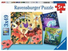 Ravensburger Puzzle Tündérek, sárkány és egyszarvú 3x49 darab