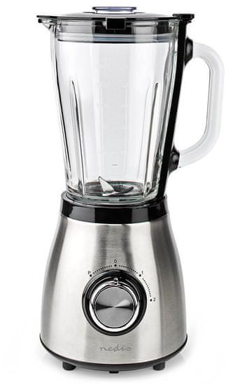 Nedis stand mixer/ teljesítmény 800 W/ térfogat 1,5 L/ 2 sebességfokozat/ üveg/ fekete-ezüst