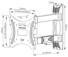 Neomounts WL40-550BL12/Kijelzőtartó/fali/32-55"/3 tű /VESA 200X200/terhelhetőség 35kg/fekete