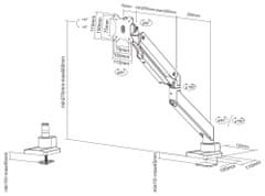 Neomounts Select NM-D775BLACKPLUS/Curved Display Holder/Table/10-49"/Clamp/VESA 100X100/terhelhetőség 10kg/gázdugattyú/fekete