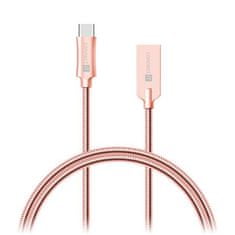 Connect IT Wirez Steel Knight USB-C (C típus) - USB-A, rózsaarany fém, 2,1A, 1 m