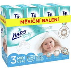 LINTEO BABY Prémium eldobható pelenkák 3 MIDI (5-9 kg) 216 db