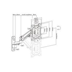 Digitus univerzális fali tartó egy gázrugóval 43", max. 23 V kg, fekete VESA 75x100