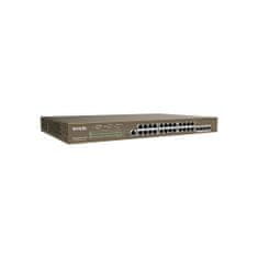 Tenda TEG5328P-24-410W Gigabit L3 PoE+ Switch 370W, 24x 1Gbps PoE+, 4x SFP, STP, IGMP, VLAN, Rack