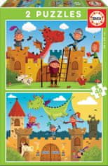 EDUCA Sárkányok és lovagok Puzzle 2x48 darab