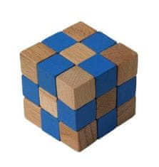 Fa puzzle kocka kék