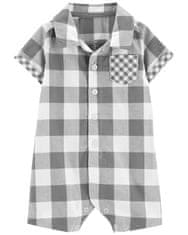 Carter's Overal nyári rövid ujjú Grey Gingham fiú 3m