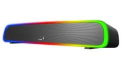 Genius USB SoundBar 200BT, hangszóró, soundbar, 4W, RGB háttérvilágítás, Bluetooth, 3,5 mm-es jack, USB, fekete, fekete