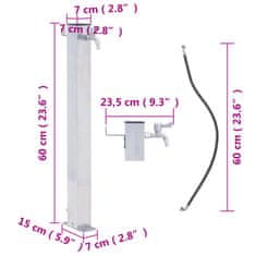 Vidaxl rozsdamentes acél négyzetes kerti oszlop típusú vízcsap 60 cm 364497