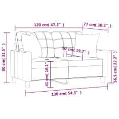 Vidaxl 2 személyes krémszínű műbőr kanapé díszpárnákkal 120 cm 3200799