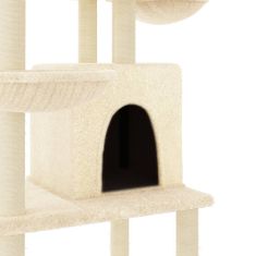 Greatstore krémszínű macskabútor szizál kaparófákkal 180 cm