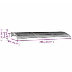 Vidaxl fekete polikarbonát ajtóelőtető 300 x 100 cm 153575