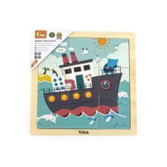 Viga Fa puzzle gyerekeknek 9 darab Hajó