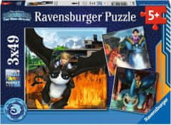 Ravensburger Puzzle Hogyan neveld a sárkányodat: A kilenc királyság 3x49 darab