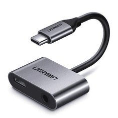 Ugreen USB-C csatlakozós USB-C + jack 3,5mm adapter szürke (50596) (UG50596)