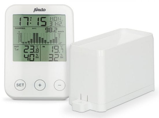 Alecto Alecto WS-1200 időjárás-állomás vezeték nélküli esőmérővel, fehér színben