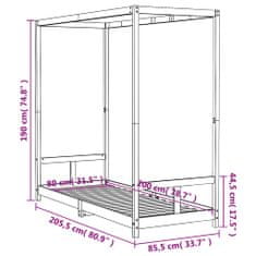 Vidaxl tömör fenyőfa gyerekágykeret 80 x 200 cm 834519