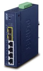 Planet IGS-4215-4T2S ipari L2 switch, 4x1Gb, 2x 1Gb SFP, dual 9-48VDC, -40~75°C, IP30