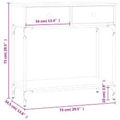 Vidaxl barna tölgyszínű szerelt fa tálalóasztal 75 x 34,5 x 75 cm 833402