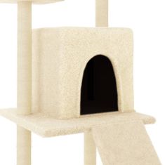 Greatstore krémszínű macskabútor szizál kaparófákkal 110 cm