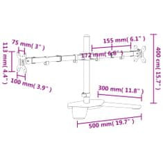 Vidaxl dupla fekete acél monitorállvány VESA 75/100 mm 358008