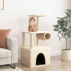 Greatstore krémszínű macskabútor szizál kaparófákkal 109,5 cm