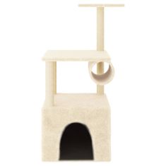 Greatstore krémszínű macskabútor szizál kaparófákkal 109,5 cm