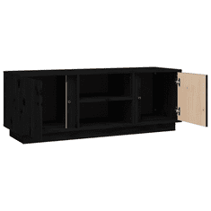 Vidaxl fekete tömör fenyőfa TV-szekrény 110x35x40,5 cm (814478)