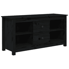 Vidaxl fekete tömör fenyőfa TV-szekrény 103 x 36,5 x 52 cm (814573)