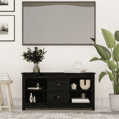 Vidaxl fekete tömör fenyőfa TV-szekrény 103 x 36,5 x 52 cm (814573)