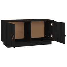 Vidaxl fekete tömör fenyőfa TV-szekrény 80 x 34 x 40 cm (818234)