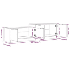 Vidaxl fekete szerelt fa TV-szekrény 158,5 x 36 x 45 cm (811485)