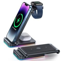 Joyroom 3in1 vezeték nélküli töltő Mobil / Apple Watch / AirPods 15W, fekete