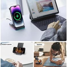 Joyroom 3in1 vezeték nélküli töltő Mobil / Apple Watch / AirPods 15W, fekete