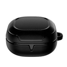 TKG Fekete carbon mintás szilikon tok - Samsung Galaxy Buds Pro / Buds2 / Buds2 Pro / Buds FE / Buds Live tartó