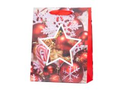 Ajándéktáska 180x230 mm díszek karácsonyi dekorációk mix, arany, piros, lila, piros, lila