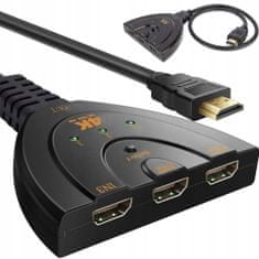 Verk 06290 Spínač HDMI 3 v 1 FULL HD, 4K Splitter