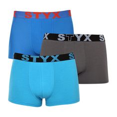 Styx 3PACK Nagyméretű tarka férfi boxeralsó sport gumi (3R10379) - méret XXXL