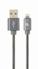 Gembird Lightning 8 tűs (M) USB 2.0 (M) töltőkábel, prémium, fémfonattal, 1 m, szürke