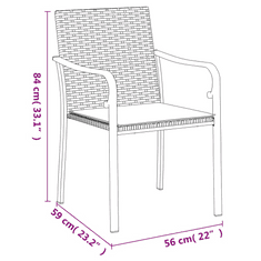 Vidaxl 3-részes polyrattan és acél kerti étkezőgarnitúra párnával (3186939)