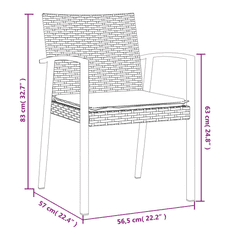 Vidaxl 3-részes polyrattan és acél kerti étkezőgarnitúra párnával (3186969)